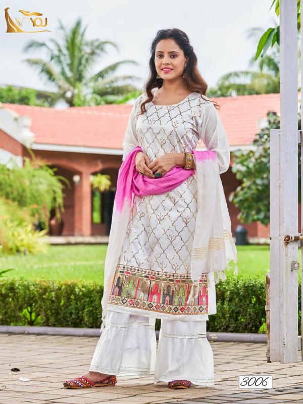 V4you Natashaa Vol 3 Chanderi Fancy Kurti Sharara With Dupatta Collection